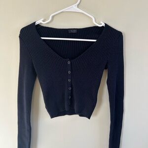 Brandy Melville Ribbed Button-Front top. Navy blue